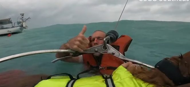 
					Man and Dog Rescued from Disabled Boat as Hurricane Helene Makes Landfall